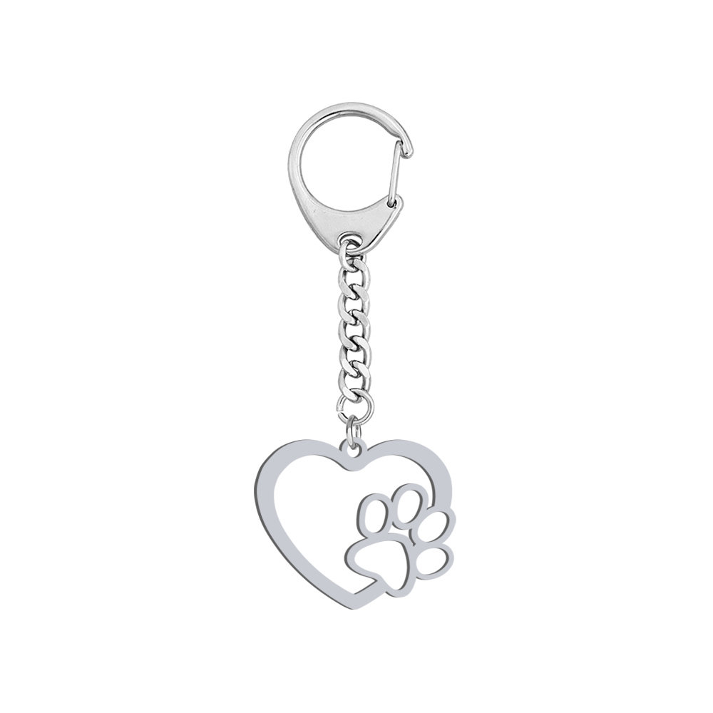 Brelok z Sercem i łapką srebro GRAWER - MEJK Jewellery