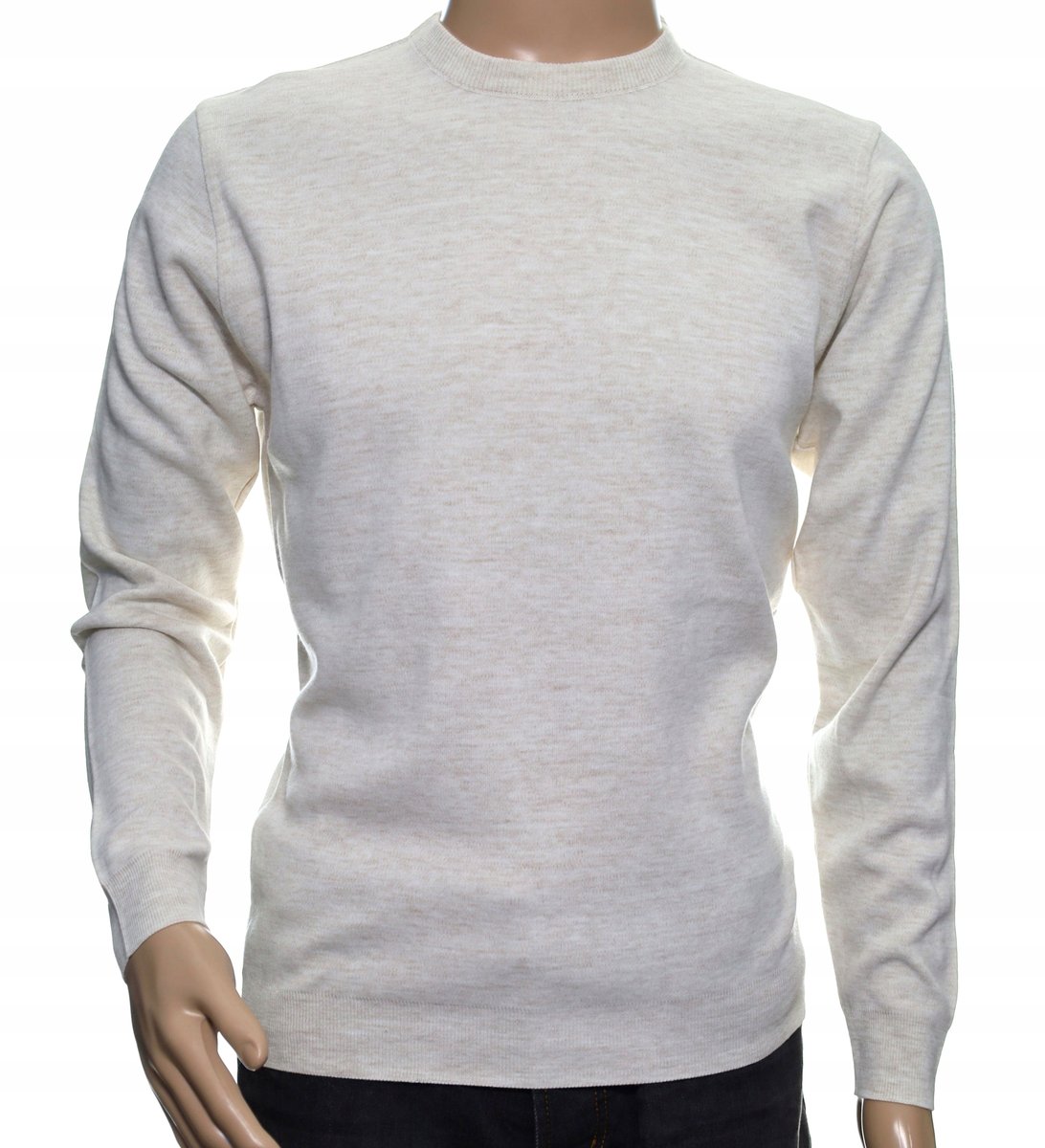 Sweter męski gładki klasyczny wełniany z wełny L