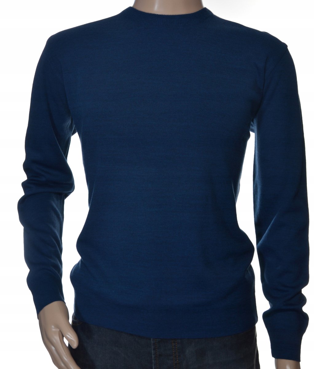 Sweter męski klasyczny gładki wełniany z wełny XL