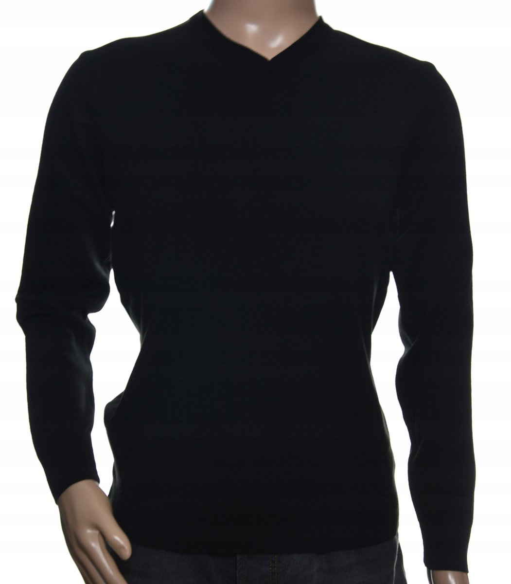 Sweter męski gładki wełniany w szpic z wełny XL