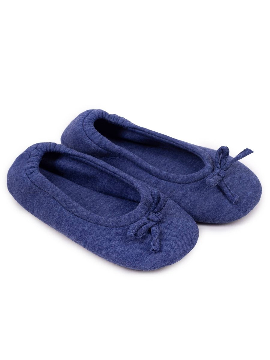 Kapcie baleriny damskie miękkie z kokardką granatowe 38-39