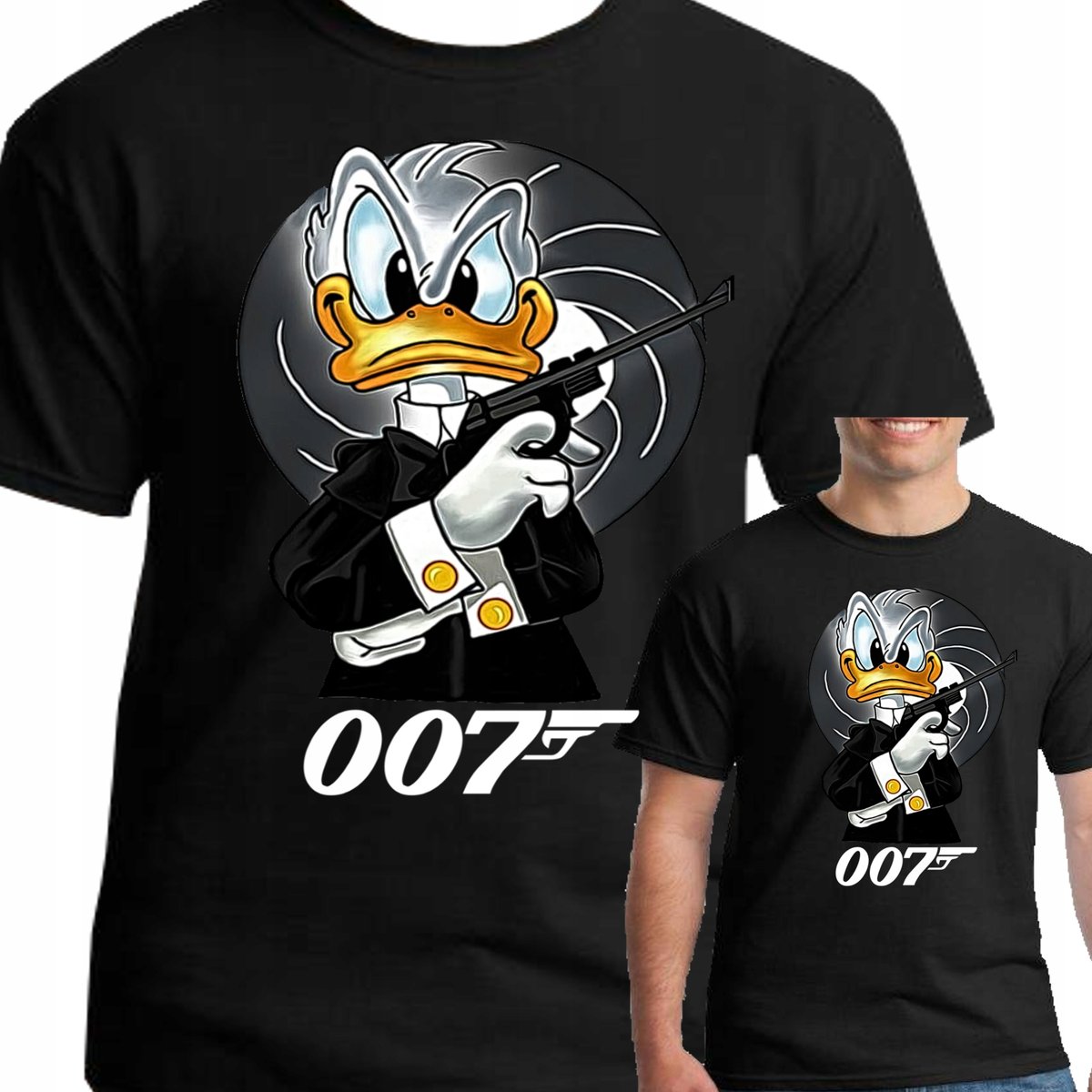 3196 Koszulka Kaczor Donald Bond 007 Xxl Czarna