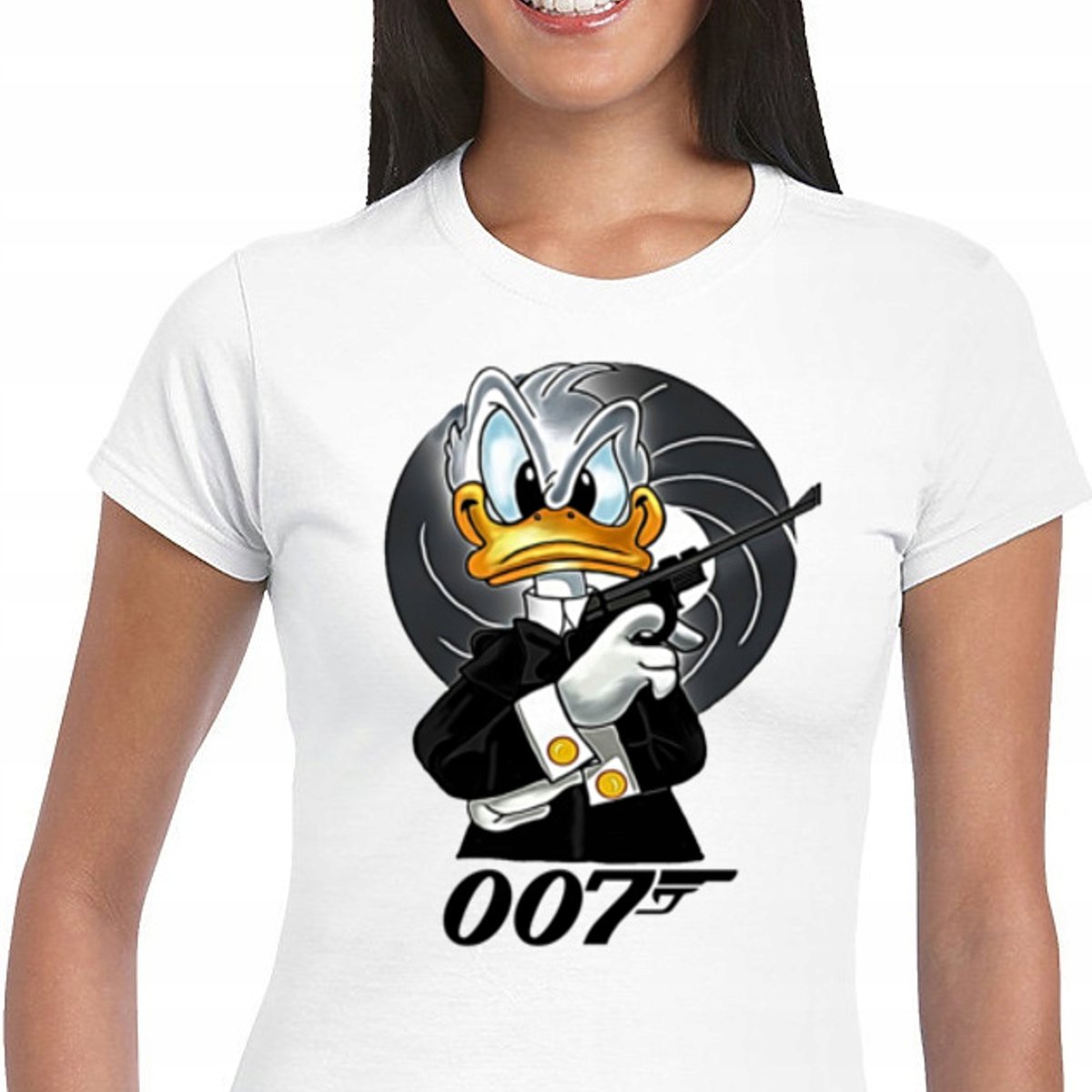 3196 Damska Koszulka Kaczor Donald Bond 007 L