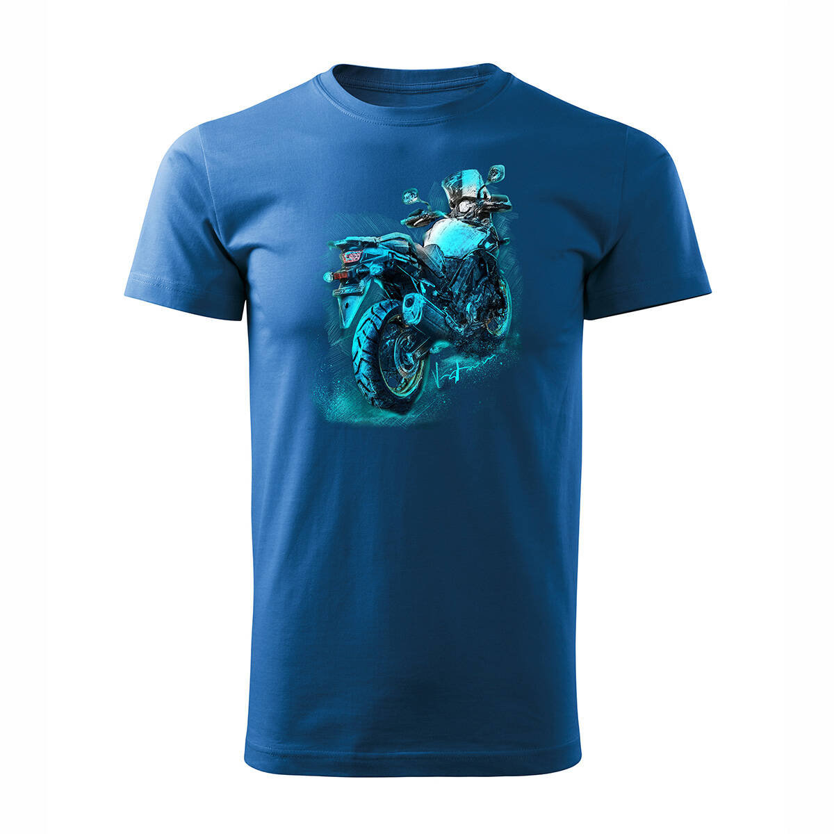 Koszulka z motocyklem na motor Suzuki V-strom Vstrom DL 650 XT męska niebieska REGULAR-XXL