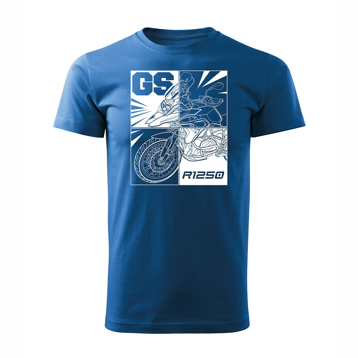 Koszulka motocyklowa z motocyklem na motor BMW GS 1250 ADVENTURE męska niebieska REGULAR-XXL