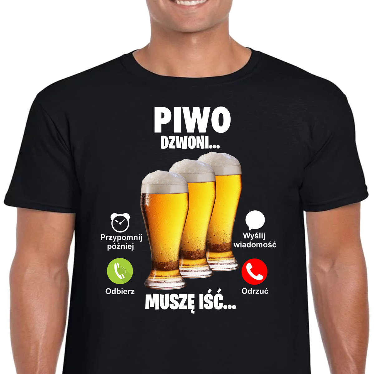 Śmieszna Koszulka Piwo Dzwoni Prezent L Czarna