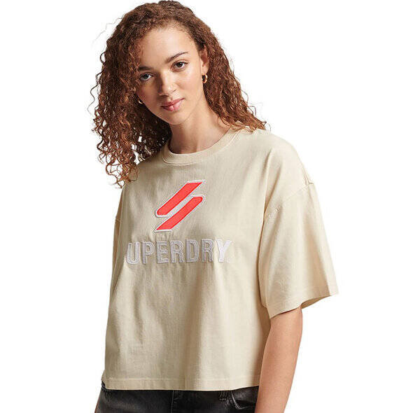 Koszulka damska Superdry Code Sl Stacked Apq Boxy bawełniana t-shirt-S