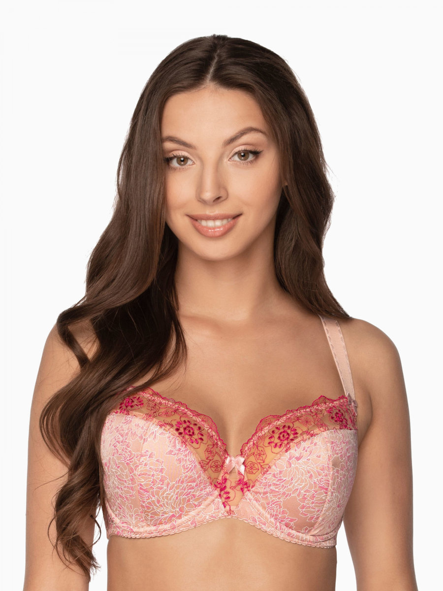 Biustonosz GAIA Semi-Soft Desiree 1195 półusztywniany różowy w kwiaty  85F