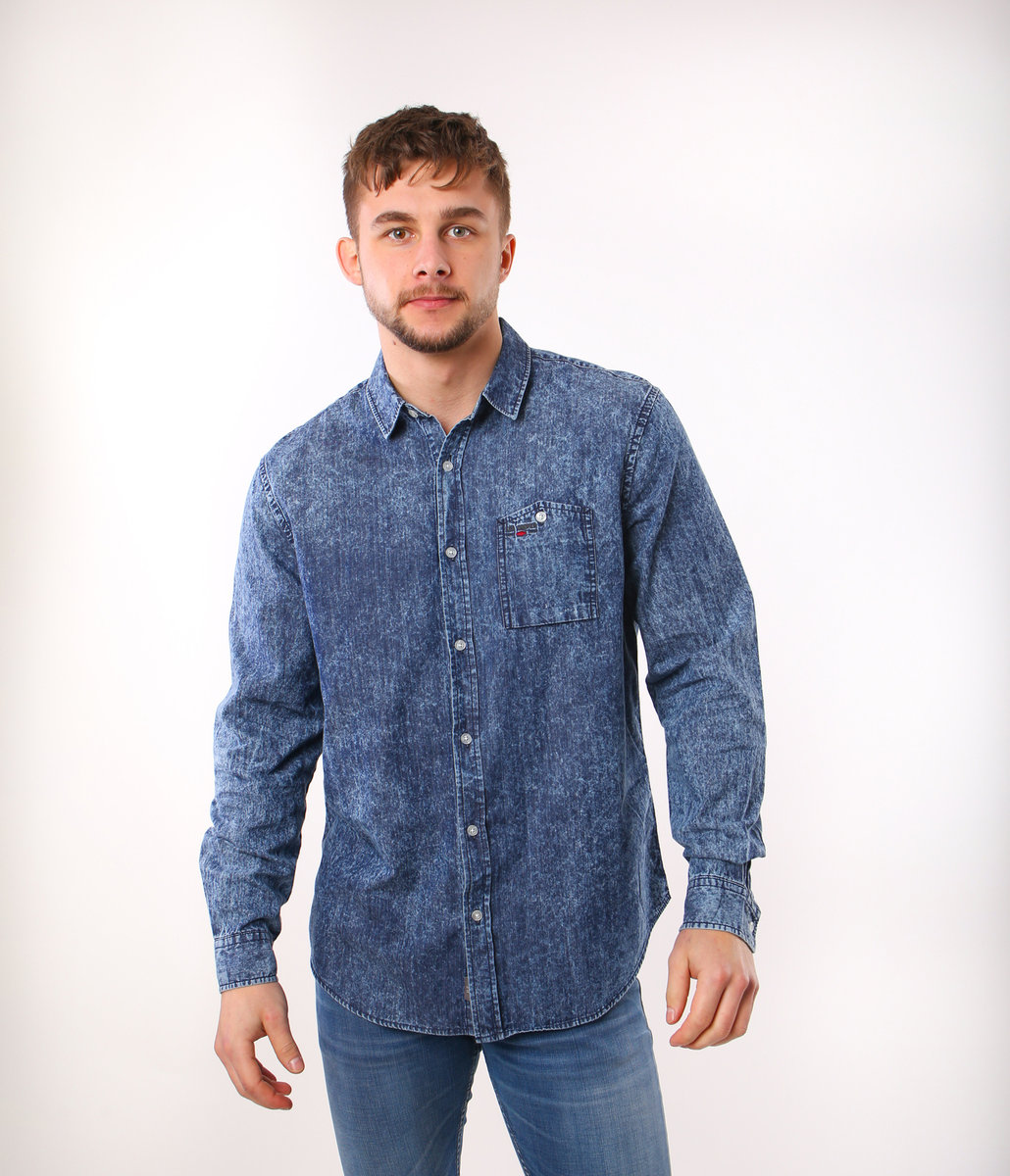 Jeansowa koszula męska regular w CARL 8001 INDIGO-M