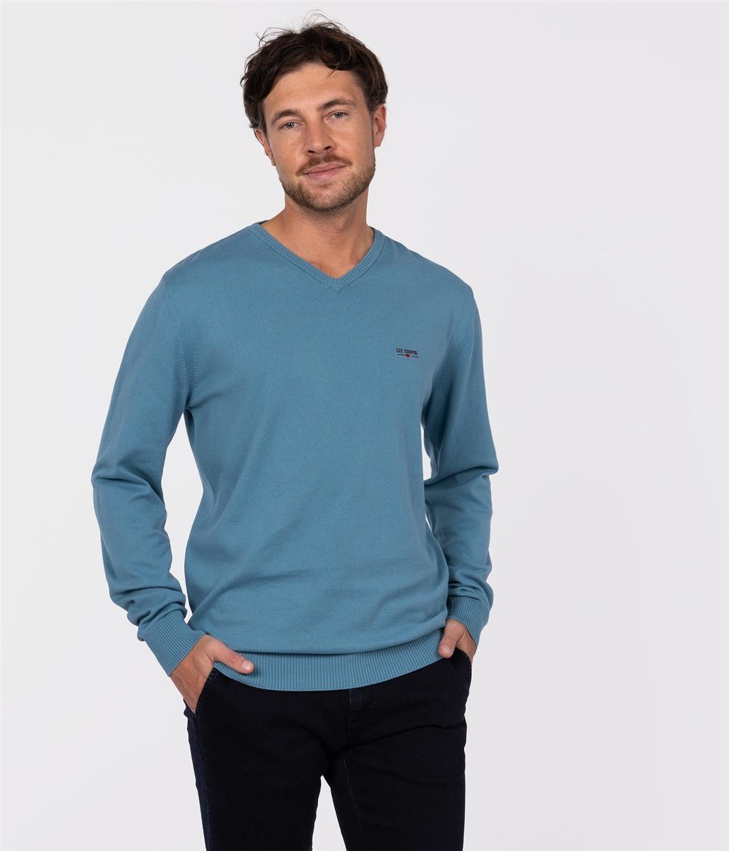 Sweter z bawełny organicznej ADAM ORGANIC STORM BLUE-L