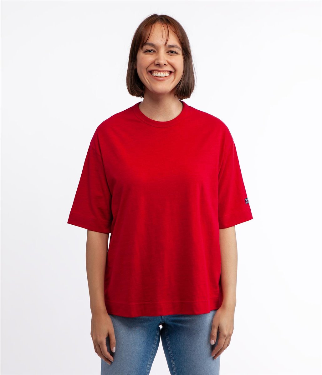 T-shirt oversize z lnem OMENA 8515 RED-S
