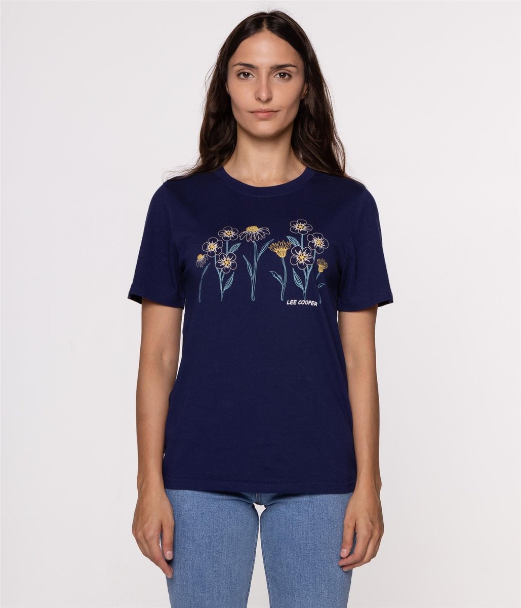 T-shirt z nadrukiem FLOWERS 6 5700 MEDIEVAL BLUE-S