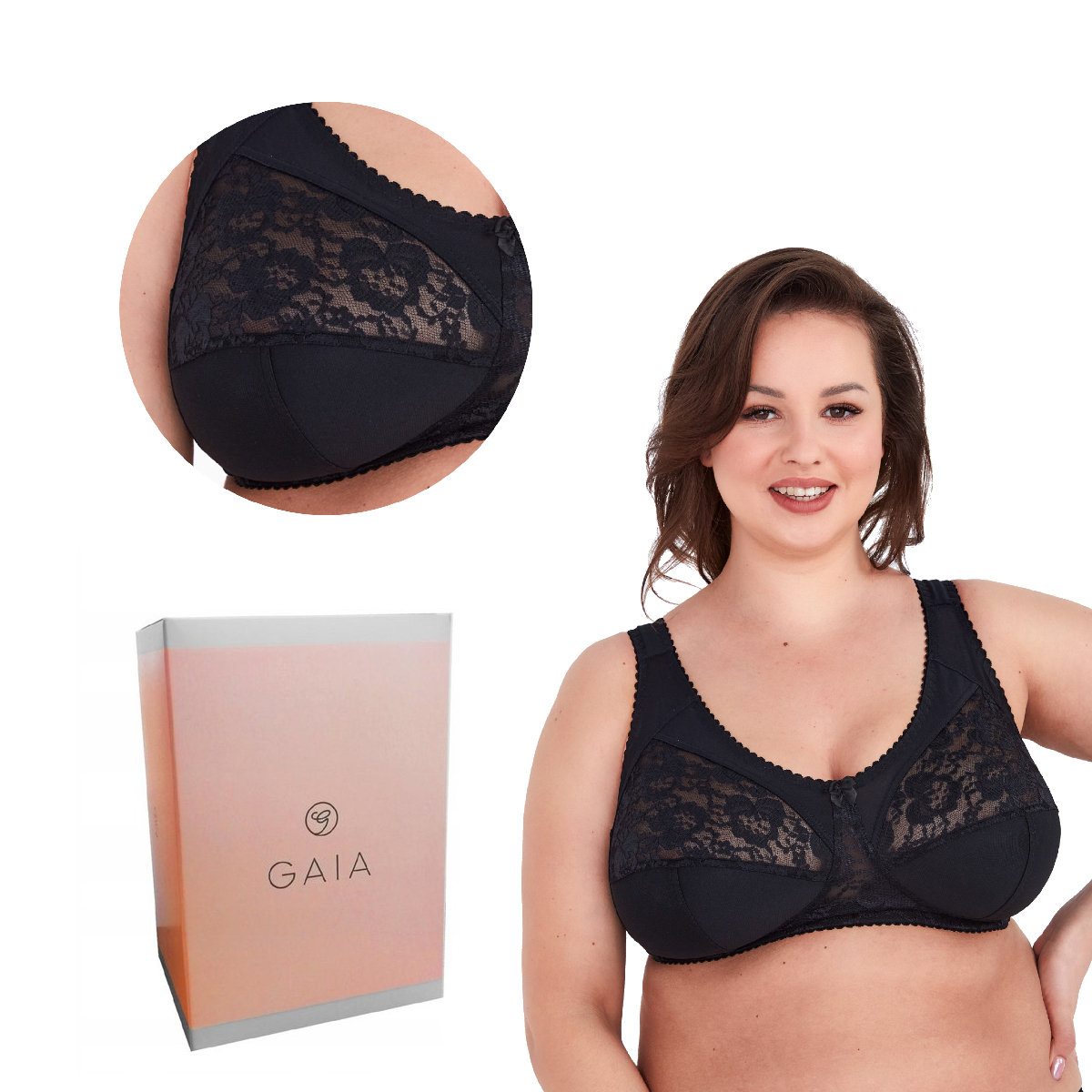 Biustonosz GAIA Soft Melodia 1162 miękki czarny  100F