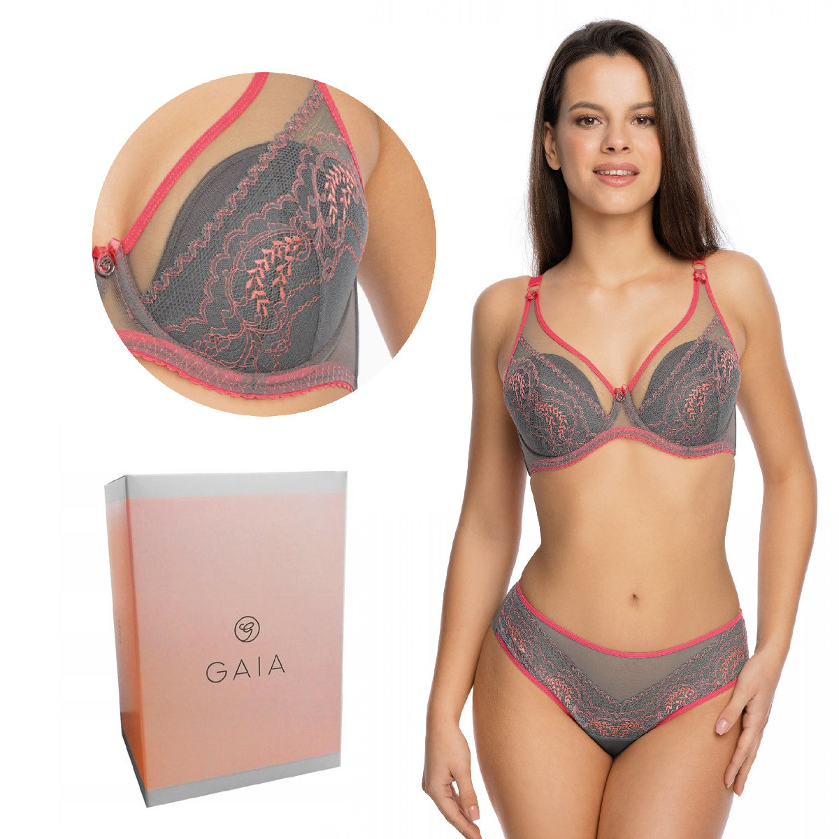 Biustonosz GAIA Semi-soft Reja 1133 półusztywniany szary  65D