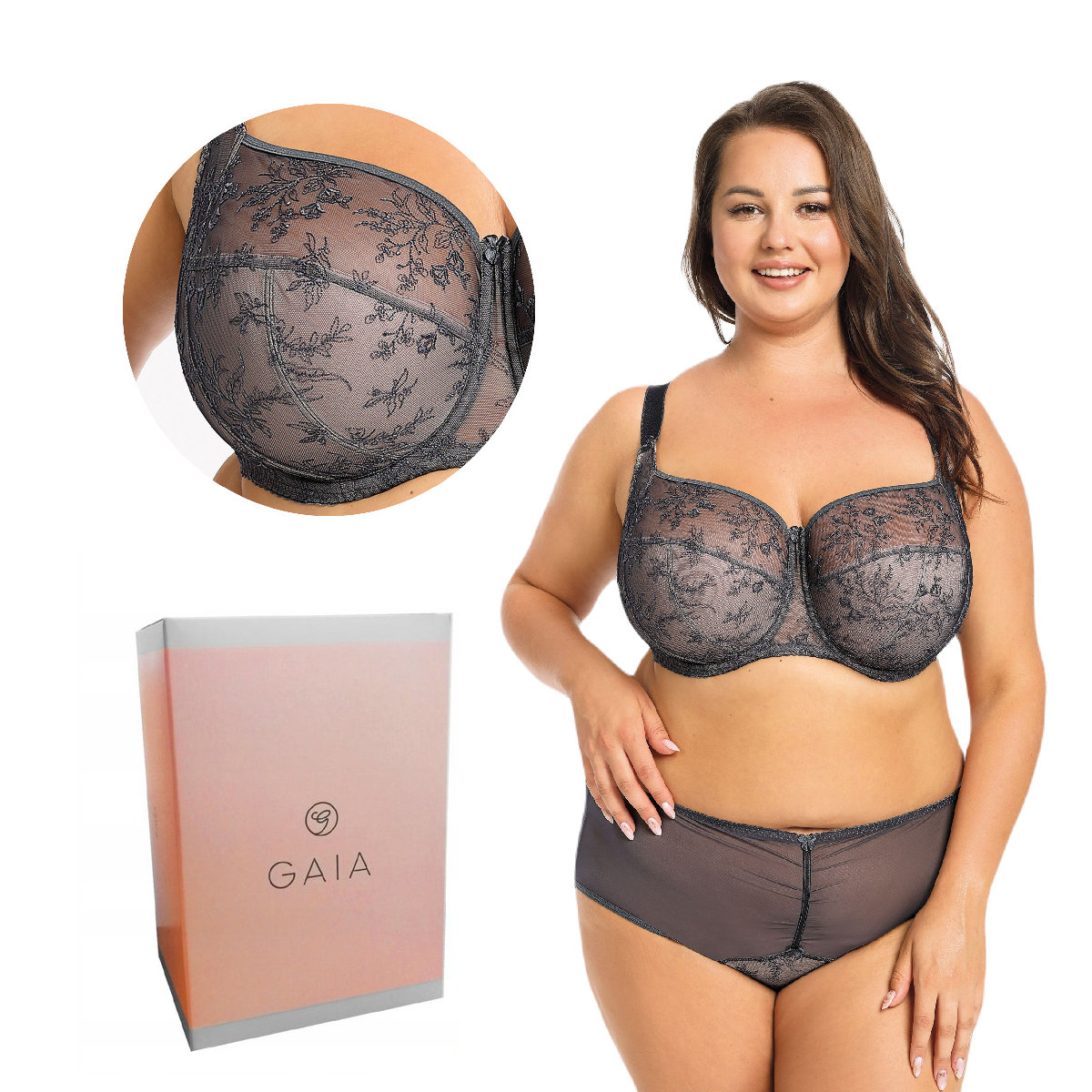 Biustonosz GAIA Soft Justine 1031 miękki grafitowy  70K