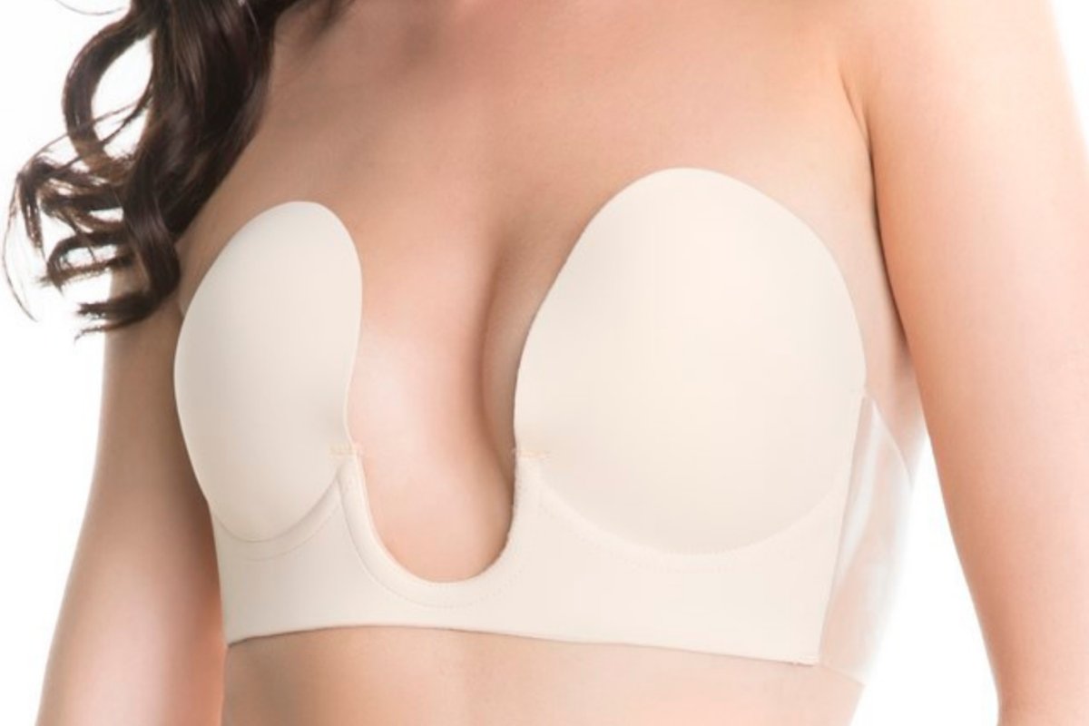 Biustonosz V!BRA Julimex samonośny do głebokich dekoltów beżowy  A