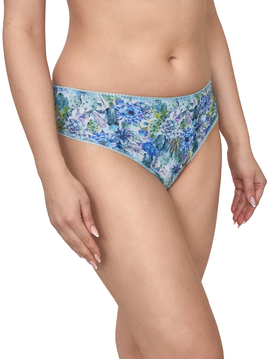 Stringi damskie GAIA 008 turkusowe w kwiaty  M