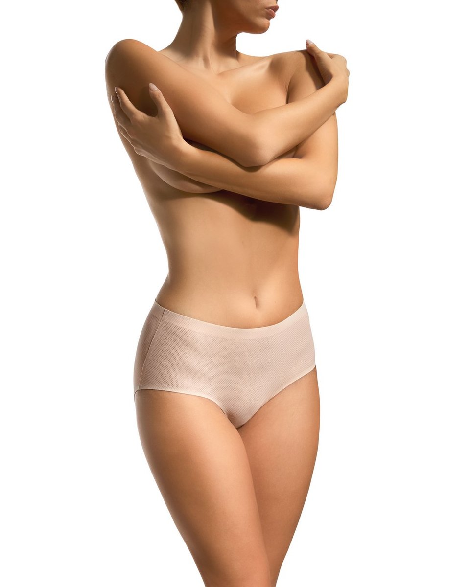 Figi damskie bezszwowe z wysokim stanem Babell kod 2004 beżowe  S