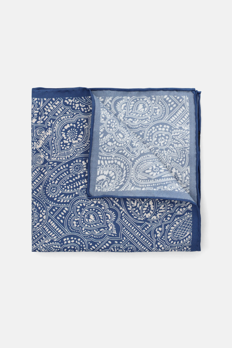Poszetka Jedwabna Niebieska Wzór
