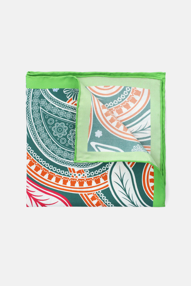 Poszetka Zielona Jedwabna Wzór