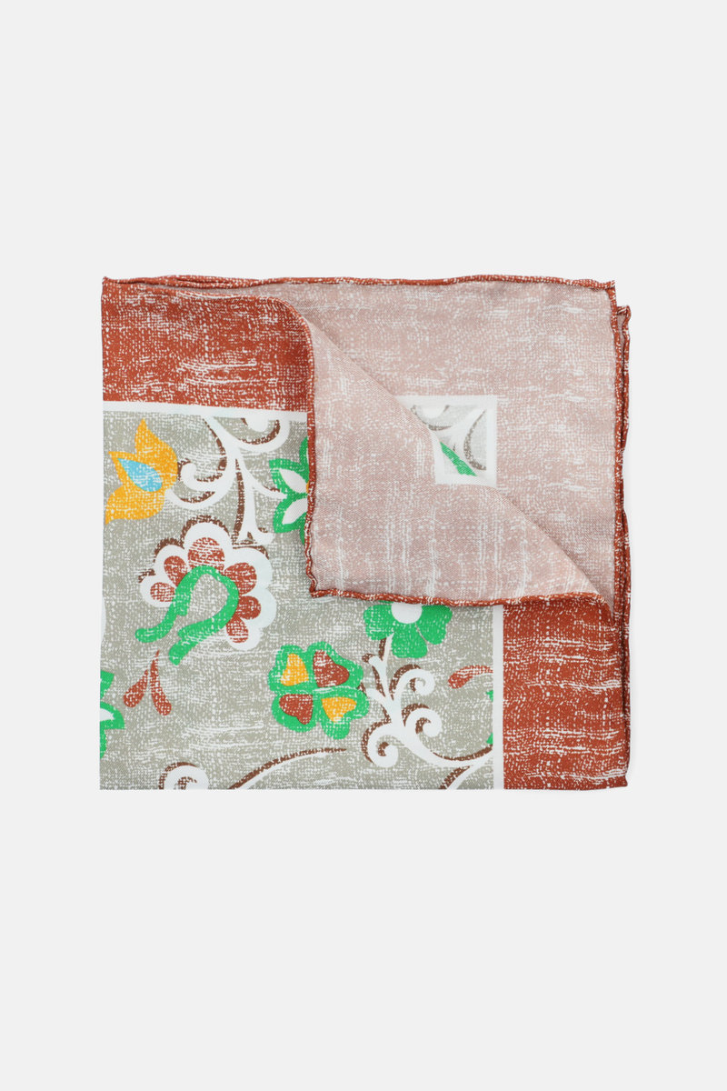 Poszetka Mixkolor Jedwabna Wzór Roślinny