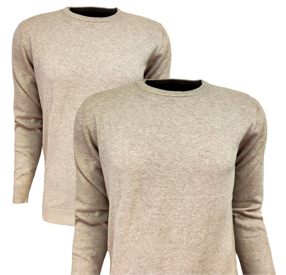 Sweter Męski Klasyczny Beżowy Casual L