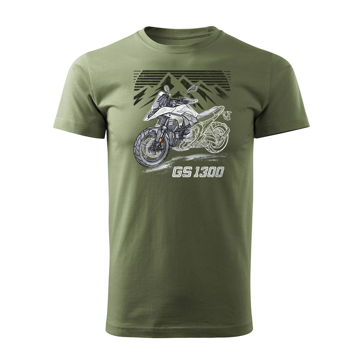 Koszulka Motocyklowa Z Motocyklem Na Motor Bmw Gs R 1300 Adventure Kolekcjonerska Męska Khaki Regular-Xxl