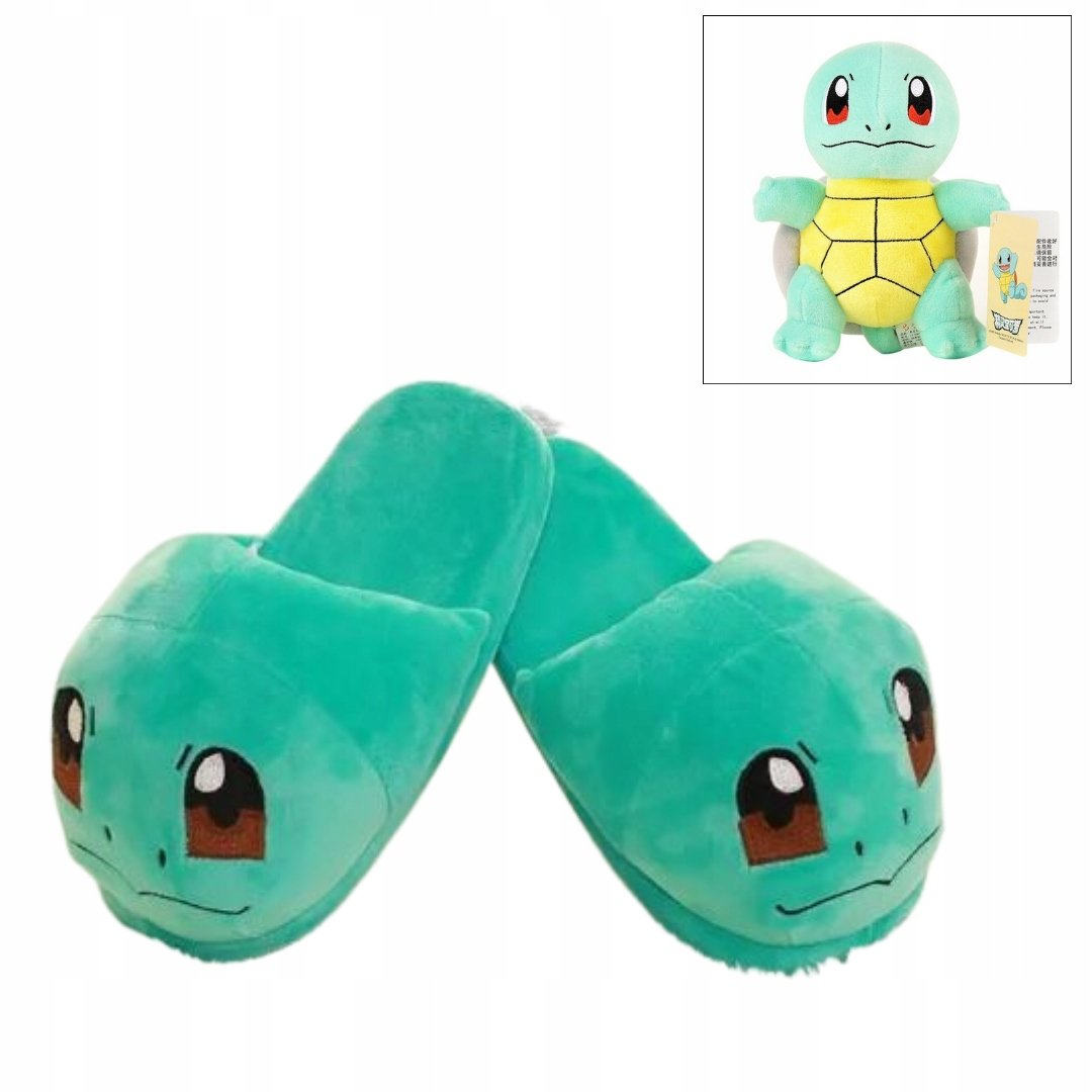 Kapcie Damskie Dziecięce Męskie Pokemon Go Ciepłe Klapki Squirtle R. 35-38