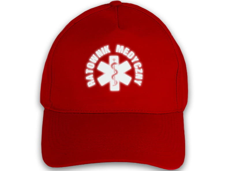 Czapka classic odblaskowa RATOWNIK MEDYCZNY - czerwona