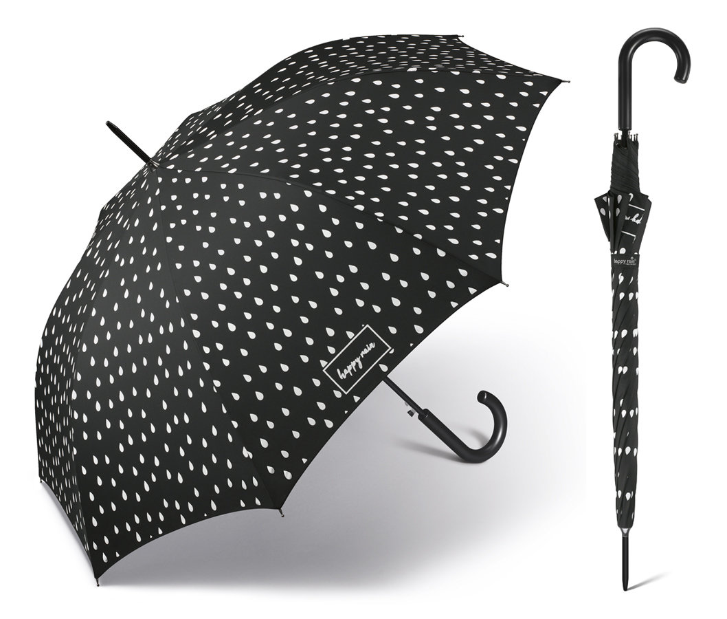 Długi Czarny Parasol Happy Rain Zmieniający Kolor