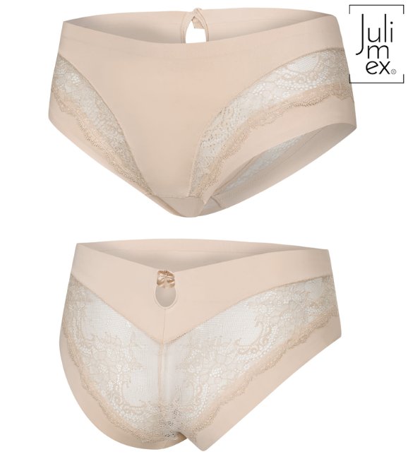 Brazyliany Damskie Bezszwowe Z Koronką Kiss Julimex Beżowe  M