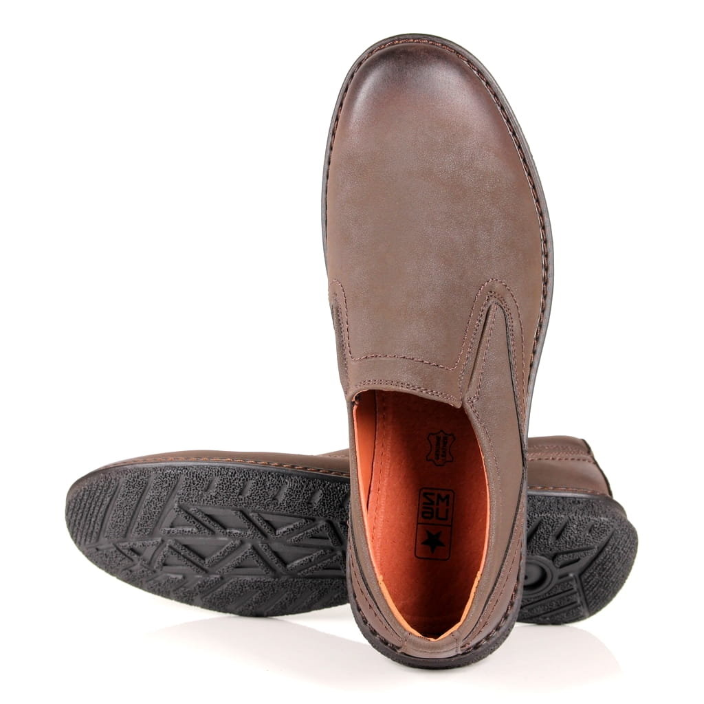 Męskie Półbuty Wsuwane News 5615 Brązowe