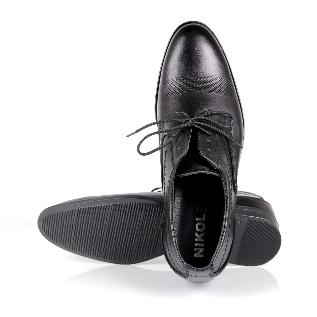 Półbuty Wizytowe Ze Skóry Nikol 419 Czarne Stłoczenie