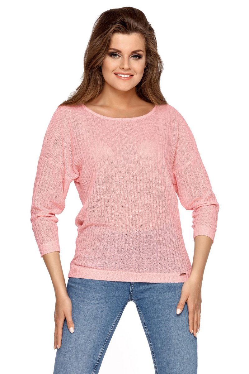 Bluzka damska prążkowana BETTY pastelowy róż  M