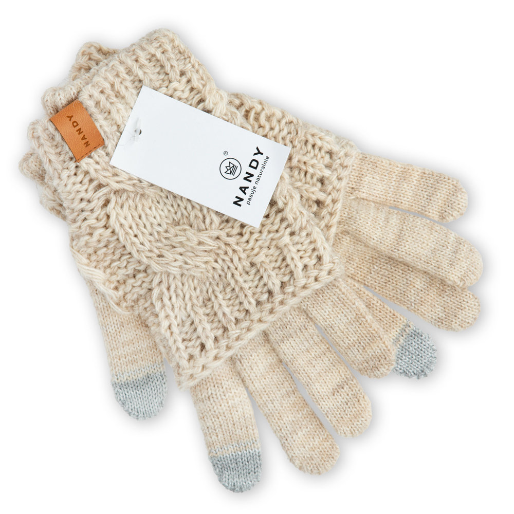 NANDY RĘKAWICZKI DAMSKIE DOTYKOWE I MITENKI WARKOCZ DWUWARSTWOWE ZIMOWE 2W1 - REK-DW-BIS-BEZ