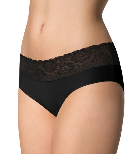 Figi damskie bezszwowe z koronką HIPSTER Julimex czarne  XL