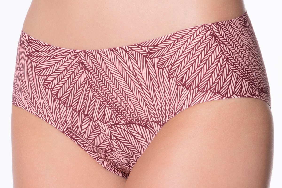 Figi Damskie Klasyczne Wings Simple Classic Julimex Białe W Bordowe Kłosy  S