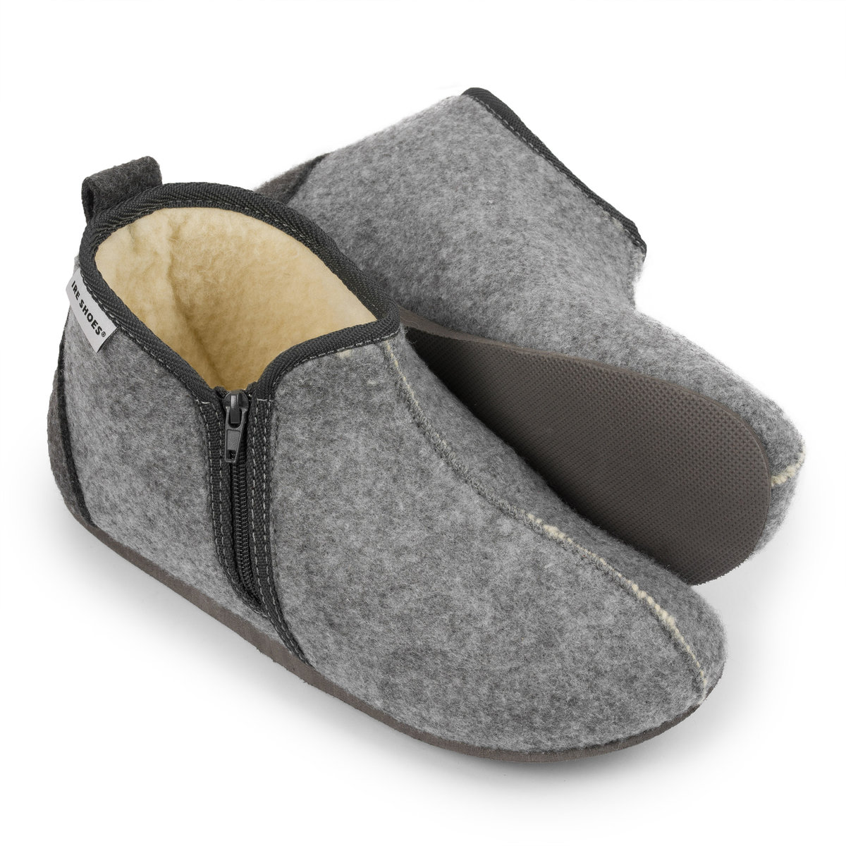Ireshoes kapcie filcowe męskie szare z naturalną wełną r.44