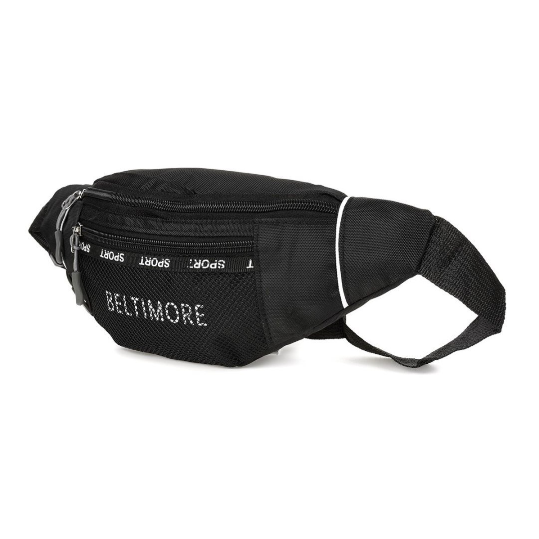 Czarna Saszetka nerka Beltimore kodura pojemna solidna pasek B93 czarny