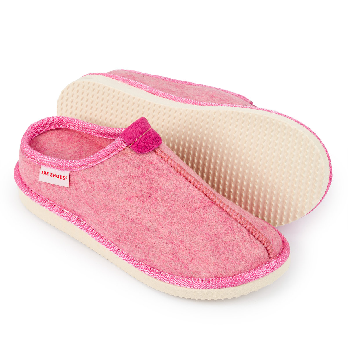 Ireshoes Pantofle Filcowe Damskie Różowe Naturalny Filc R.36