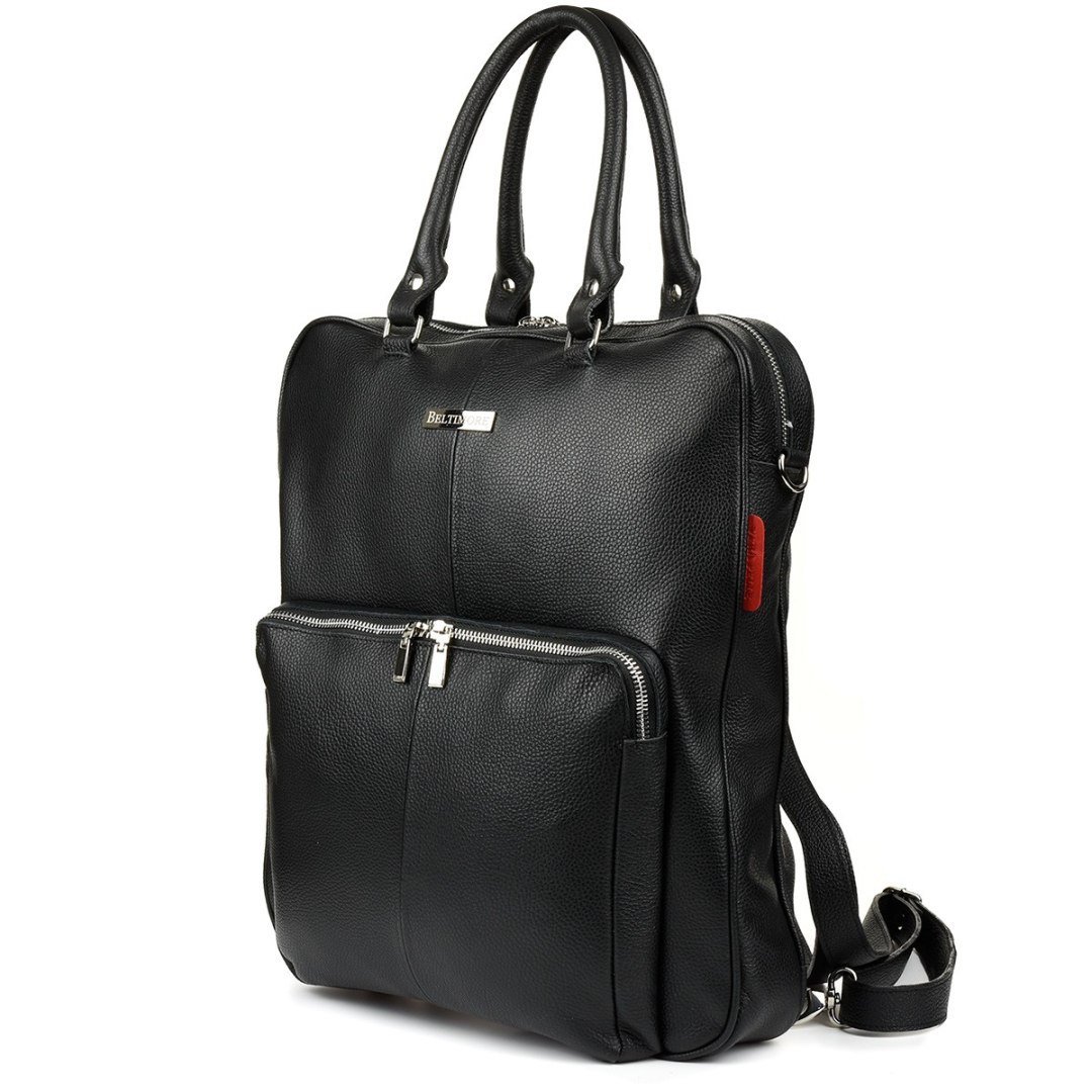 Czarny Duży Plecak Na Laptopa Skóra Naturalna Pasek Beltimore N24 Czarny