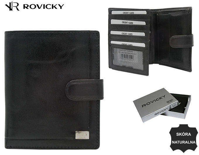 Portfele męskie-Portfel skórzany PC-108L-BAR-2540 Black-czarny