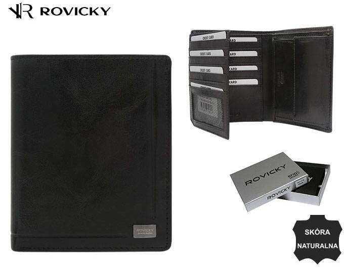 Portfele męskie-Portfel skórzany PC-108-BAR-2533 Black-czarny