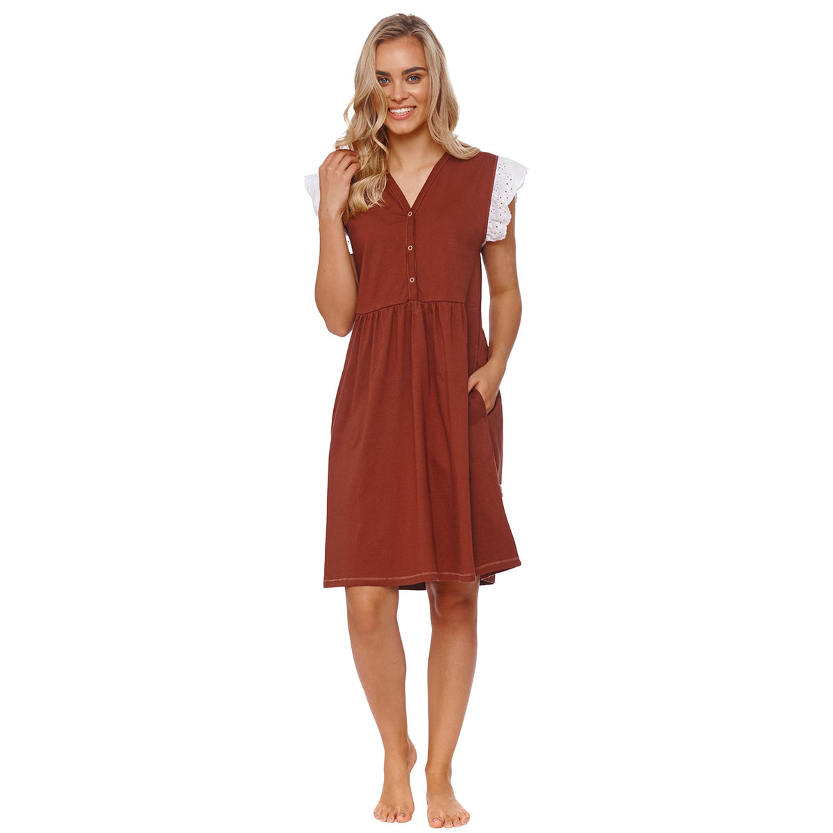 Koszula nocna ciążowa, DOCTOR NAP 9903 cinnamon XL
