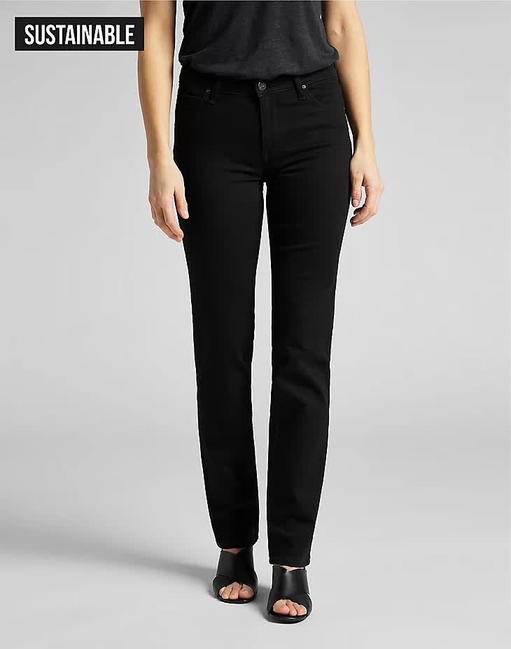 Lee Marion Straight Damskie Spodnie Jeansowe Black Rinse L301Fs47-W36 L31
