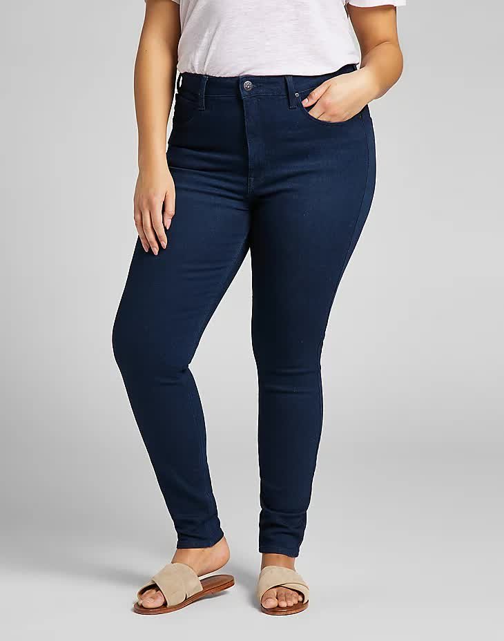 Damskie Spodnie Jeansowe Lee Super High Scarlett Dark Evita L32Gpvyy-W44 L33