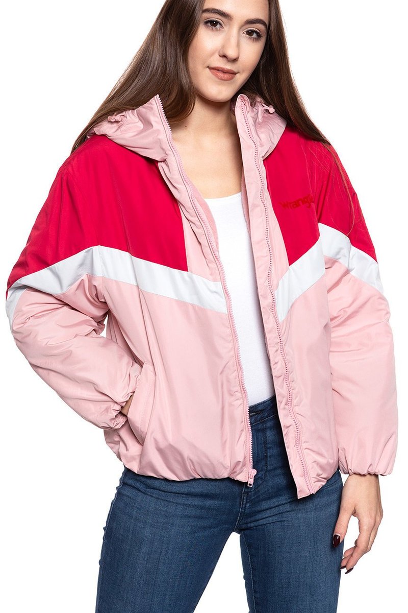 Damska Kurtka Wrangler Colour Block Jacket Bridal Rose W4N9Wbp01-S
