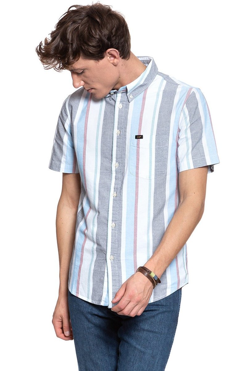 Koszula Męska Krótki Rękaw Lee Button Down Ss Dipped Blue L886Nula-M
