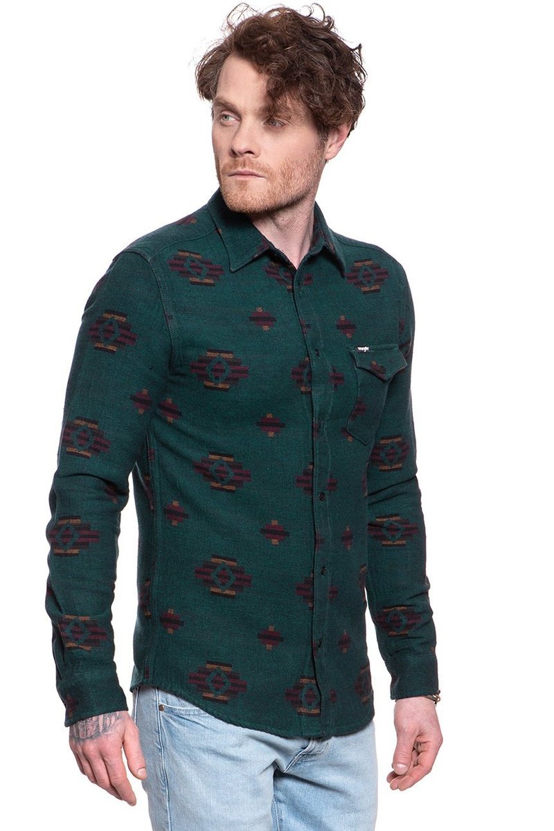 Wrangler Ls 1Pkt Flap Shirt Pine W5A4Bbg01-S