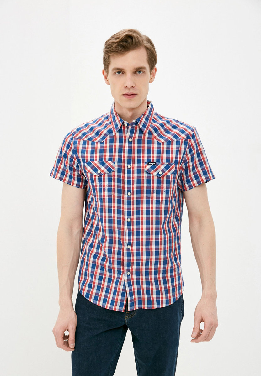Koszula Męska Wrangler Ss Western Shirt Limoges Blue W5J04Mx50-M